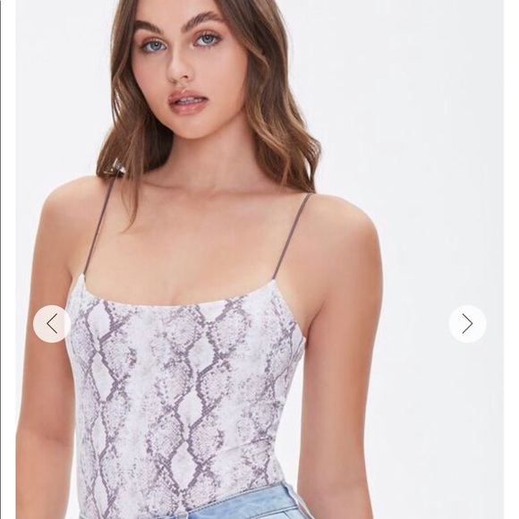 Forever 21 Tops - Snake Print Cami Bodysuit